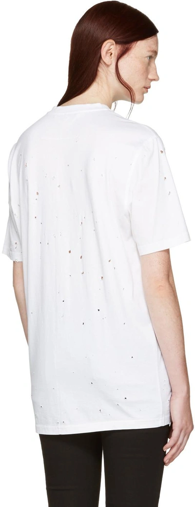 Shop Givenchy White Destroyed Logo T-shirt