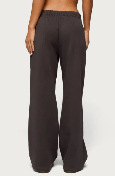 Edikted Basic Low Rise Wide Leg Sweatpants In Brown