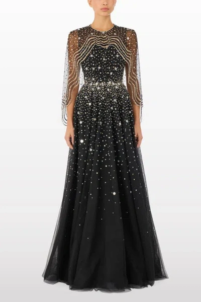 Jenny Packham Oliver Beaded-applique Maxi Dress In Black