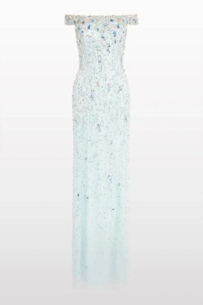 Jenny Packham Jessie Embellished Off-the-shoulder Gown In Blue