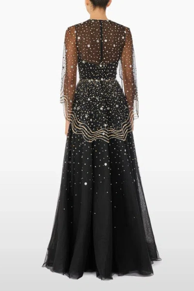 Jenny Packham Oliver Beaded-applique Maxi Dress In Black