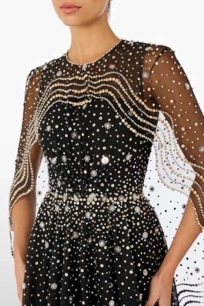 Jenny Packham Oliver Beaded-applique Maxi Dress In Black