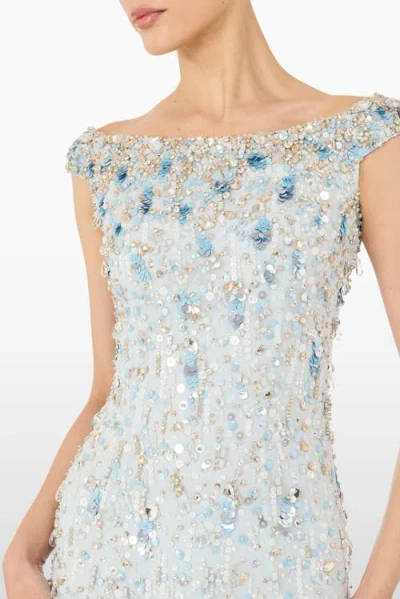 Jenny Packham Jessie Embellished Off-the-shoulder Gown In Blue