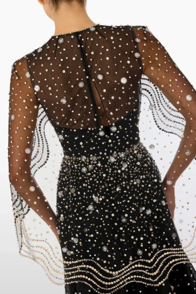 Jenny Packham Oliver Beaded-applique Maxi Dress In Black