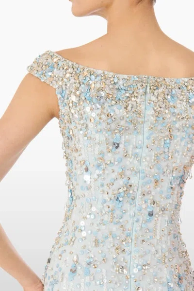 Jenny Packham Jessie Embellished Off-the-shoulder Gown In Blue