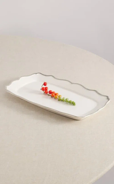 Maison Madison Home Rectangular Tray 16'' X 8,9'' In White