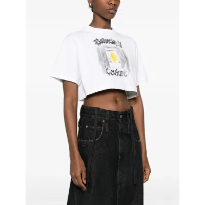 Balenciaga Cotton Salon De Couture Cropped T-shirt In White