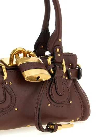 Chloé Paddington Brown Shoulder Bag With Oversized Padlock And C-shaped Buckles In Grainy Leather Woman In Brown