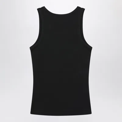 Diesel Black Tank Top With Logo On The Front And Ribbed Design In Cotton Woman In Blue
