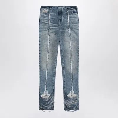 Diesel Bootcut Jeans D-ginna Blue Washed Effect Women In Blue