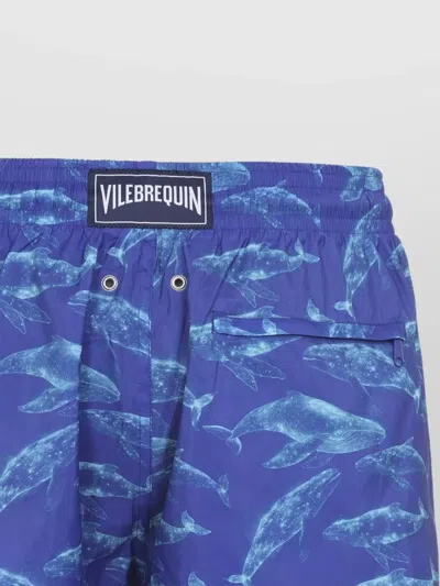 Vilebrequin Men Long Ultra-light And Packable Swim Shorts Sparkling Whales In Blue