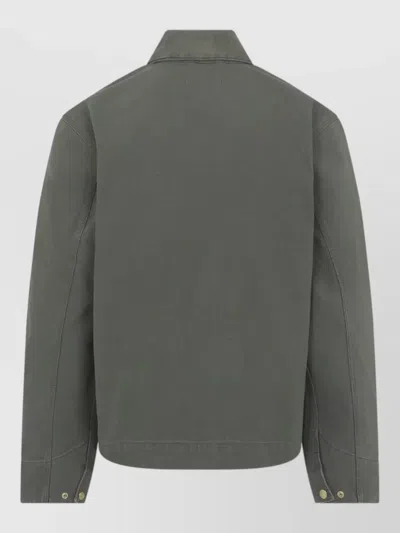 Carhartt Detroit Collared Jacket Front And Side Pockets In Green