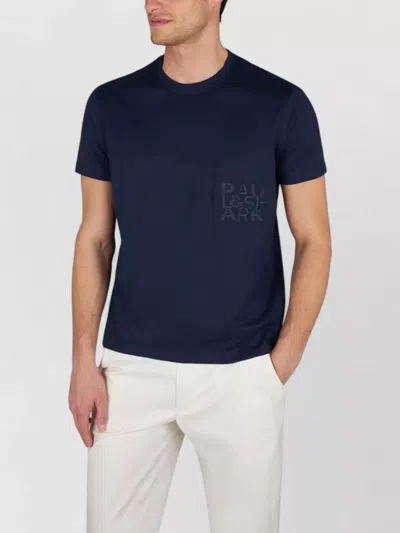 Paul & Shark Embroidered Cotton Jersey Crew Neck T Shirt In Blue