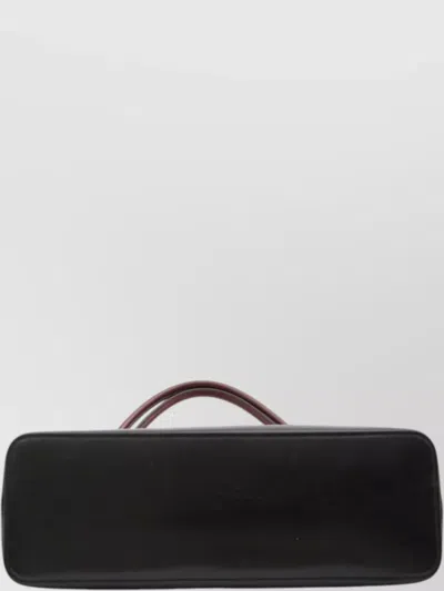 Versace Vivian Medium Two-tone Textured-leather Shoulder Bag In Black