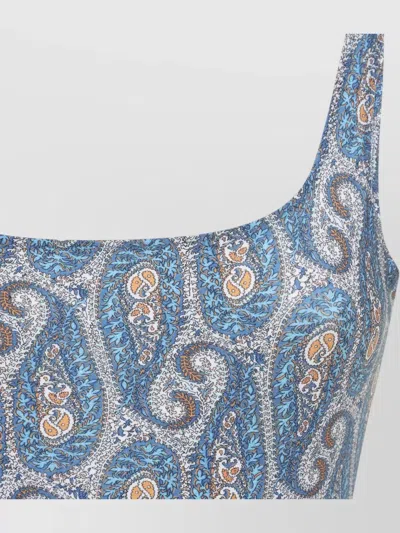 Etro Floral Backless One-piece Swimsuit In Blue