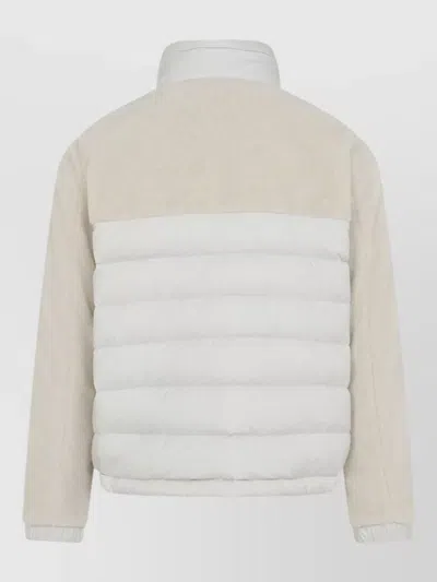 Moncler Mistral High Collar Quilted Zip Pockets Coat In Multi