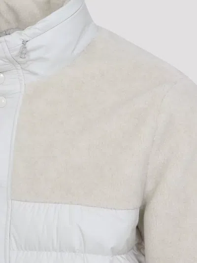 Moncler Mistral High Collar Quilted Zip Pockets Coat In Multi