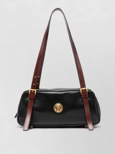 Versace Rectangular Handbag In Smooth Silk And Nylon In Black