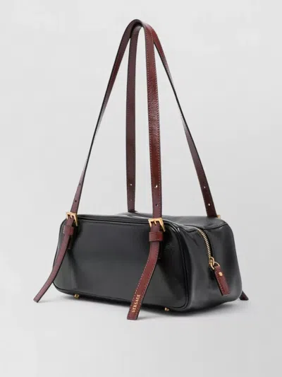 Versace Rectangular Handbag In Smooth Silk And Nylon In Black