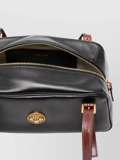 Versace Rectangular Handbag In Smooth Silk And Nylon In Black