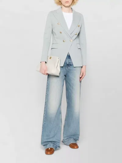 Circolo 1901 Sky Blue Solid Notched Lapel Blazer In Blue