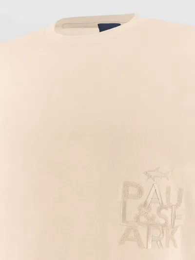 Paul & Shark Cotton Jersey T-shirt With Embroidery In Neutral
