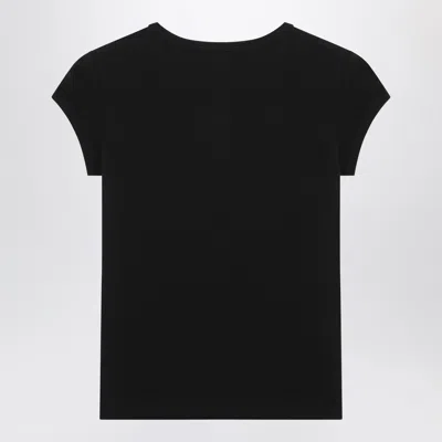 Diesel Women Black T-shirt With Logo On The Front And Ribbed Design In Cotton Woman