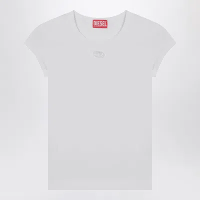 Diesel Women White T-shirt With Logo On The Front And Ribbed Design In Cotton Woman