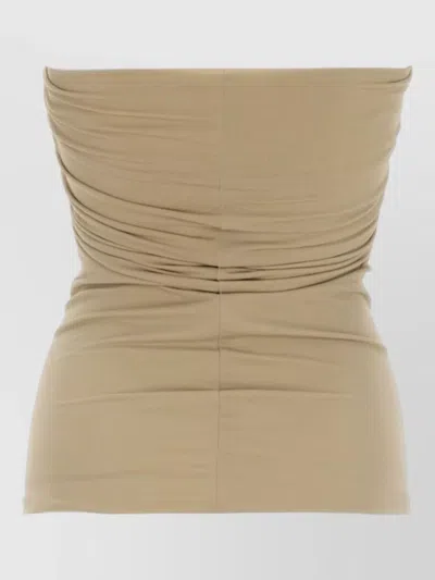 Rick Owens Beige Solid Strapless Top In Brown