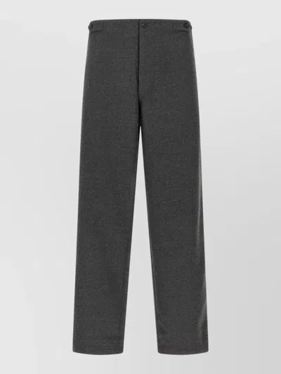 Cellar Door Grey Straight Flat Front Pants In Black