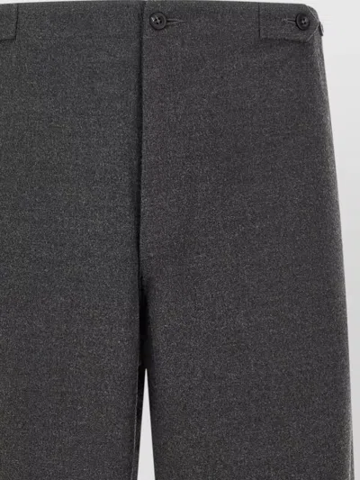 Cellar Door Grey Straight Flat Front Pants In Black