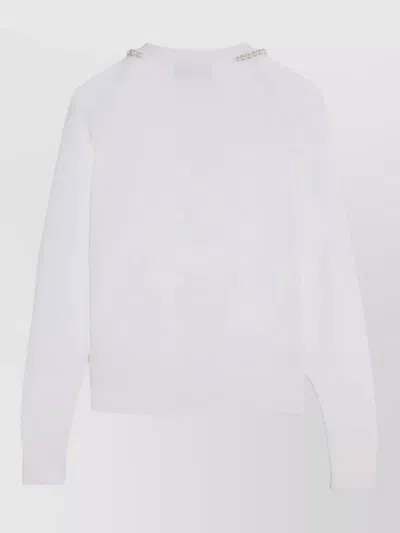Simone Rocha Merino Silk Cardigan With Embroidered Pearl Neckline In White