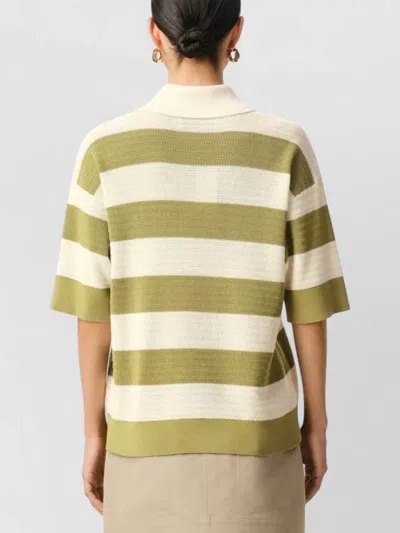 Ami Alexandre Mattiussi Ami Paris Ami De Coeur Striped Cotton Knit Polo Shirt In Brown