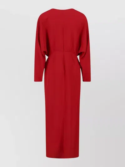 Valentino Donna Long Sleeve Blouson Silk Cady Couture Dress In Red