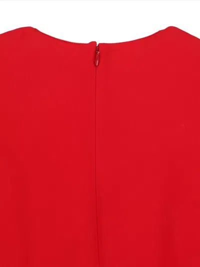Valentino Donna Long Sleeve Blouson Silk Cady Couture Dress In Red