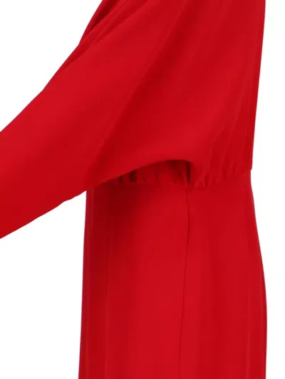 Valentino Donna Long Sleeve Blouson Silk Cady Couture Dress In Red