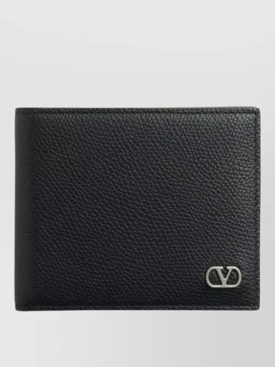 Valentino Vlogo Signature Billfold Black Leather Wallet In Black