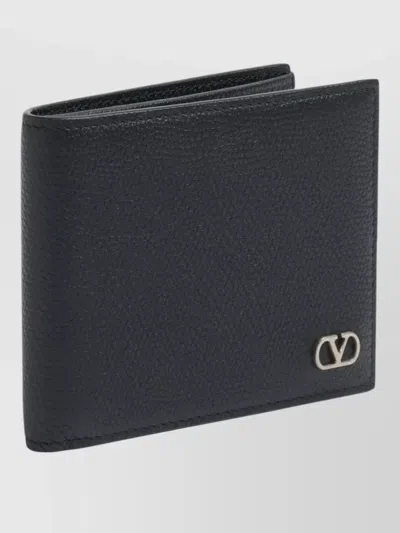 Valentino Vlogo Signature Billfold Black Leather Wallet In Black