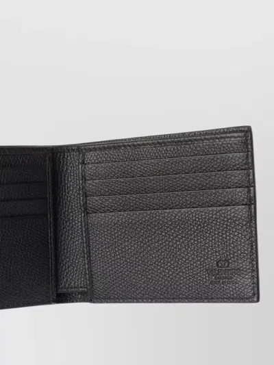 Valentino Vlogo Signature Billfold Black Leather Wallet In Black