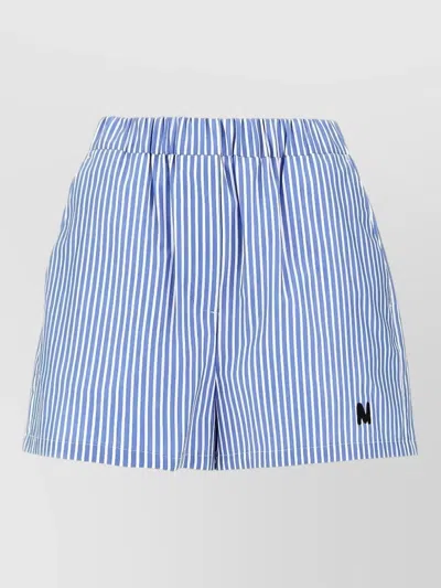 Msgm Bermuda Shorts Striped Pattern Side Pockets In Blue