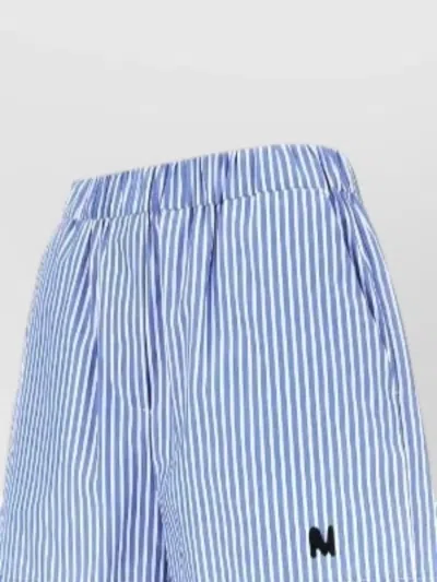 Msgm Bermuda Shorts Striped Pattern Side Pockets In Blue