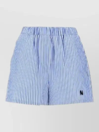 Msgm Bermuda Shorts Striped Pattern Side Pockets In Blue