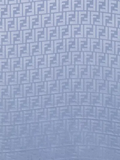 Fendi Ff Silk Stole Rectangular Shape Frayed Edges In Gray