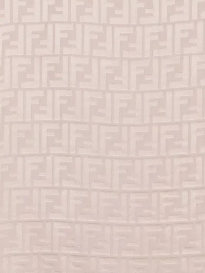 Fendi Ff Silk Rectangular Stole Frayed Edges In Metallic