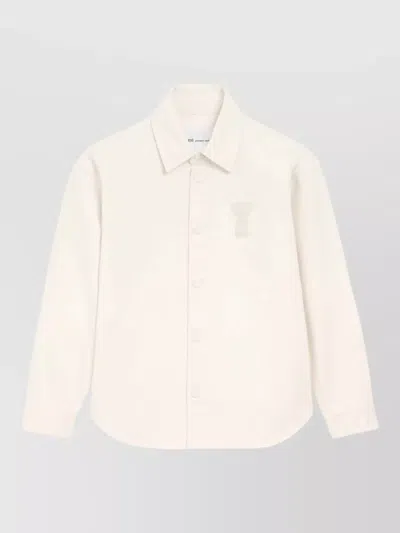 Ami Alexandre Mattiussi Men & Apos;s Crochet Ami De Coeur White Denim Overshirt