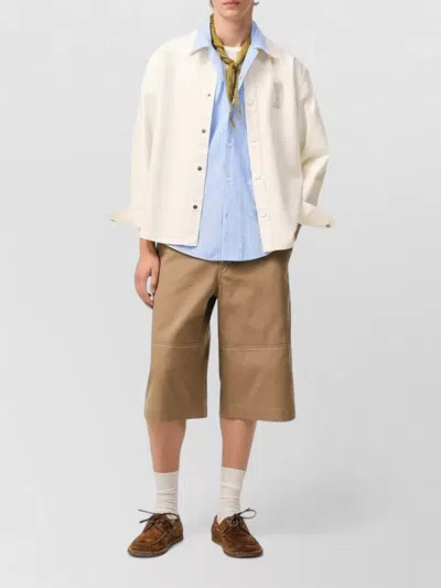 Ami Alexandre Mattiussi Men & Apos;s Crochet Ami De Coeur White Denim Overshirt