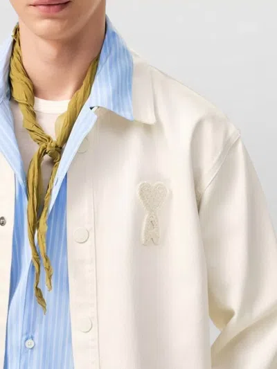 Ami Alexandre Mattiussi Men & Apos;s Crochet Ami De Coeur White Denim Overshirt