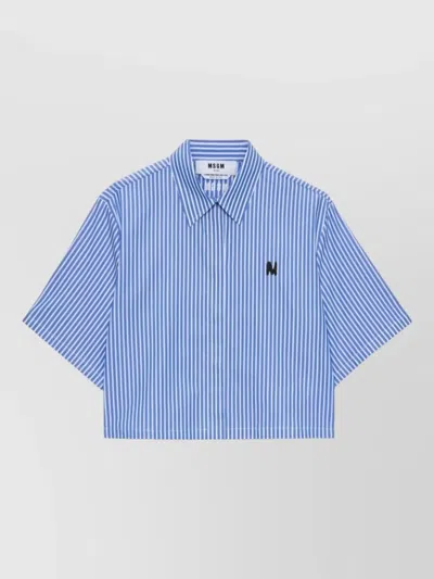 Msgm Casual Short Sleeves Striped Pattern Top In Multi