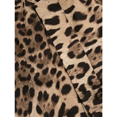 Dolce & Gabbana High Waist Leopard Stretch Drill Shorts In Brown