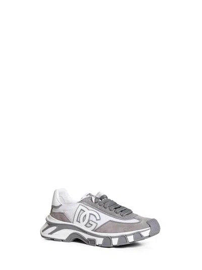 Dolce & Gabbana Dg Country Road Sneaker In Leather And Fabric In Gray